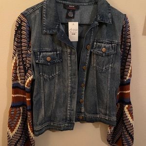 Knit and denim jacket